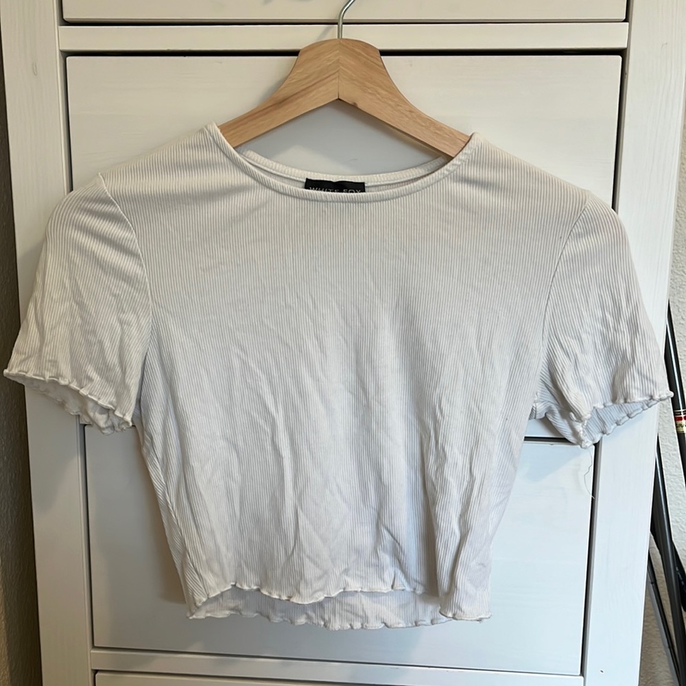 Ribbed White Fox size small crop